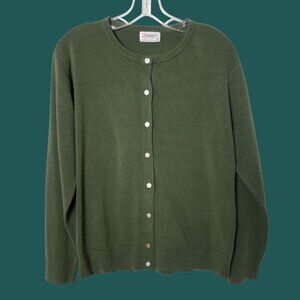 Henoi Button-Down Cardigan Sweater Womens Green Medium